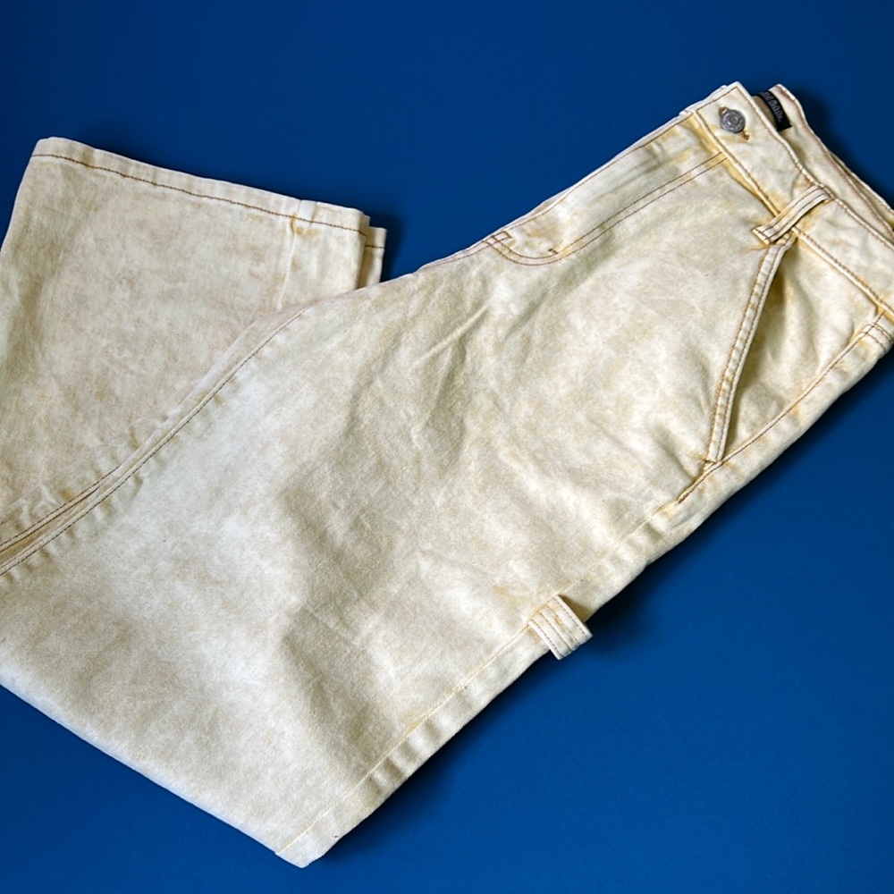 Super high rise straight leg utility jean wild fable acid yellow